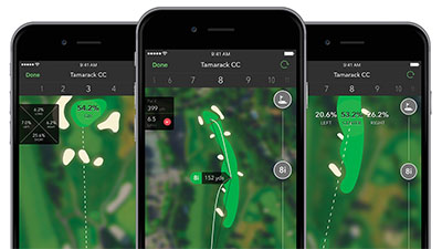 Golf app displayed on phone