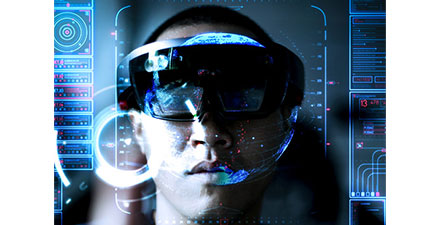 Male with virtual reality goggles on
